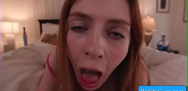 Sexy redhead slut teen Aaliyah Love get her pussy pounded hard doggy style by monster white fat cock